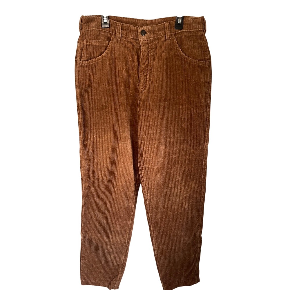 Vintage 70s/80s 49R High-Waisted Wide Wale Corduroy Trousers – Camel Brown 31x35